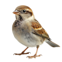 Portrait of a sparrow bird perched wildlife animal avian species isolated on transparent background png