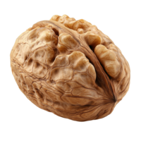 Close up of a shelled walnut for healthy eating and snack concepts isolated on transparent background png
