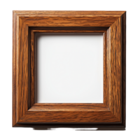 Square wooden frame template for artwork display and design presentation isolated on transparent background png