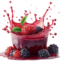 Fresh raspberry blackberry juice splash beverage drink fruit nutrition isolated on transparent background png