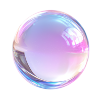Iridescent sphere with refraction effect for abstract design elements isolated on transparent background png