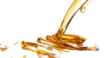 Golden liquid flow concept shiny fluid motion design element background isolated on transparent background png