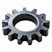 Gear cogwheel machine part mechanical component engineering close up view isolated on transparent background png