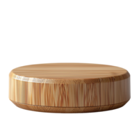 Round wooden display stand platform for product presentation studio isolated on transparent background png