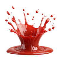 Red liquid splash art design element for creative projects use isolated on transparent background png