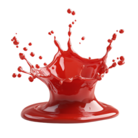 Red liquid splash art design element for creative projects use case isolated on transparent background png