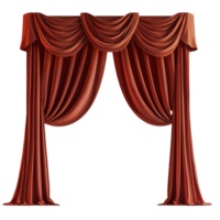 Elegant red window curtains and drapery for interior decoration isolated on transparent background png