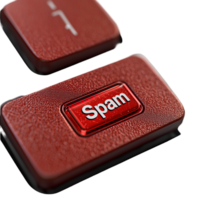 Delete spam button concept for email and internet security online isolated on transparent background png