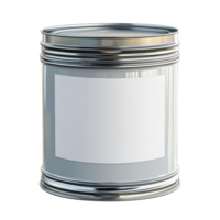 Paint can blank label container metal product template rendering isolated on transparent background png