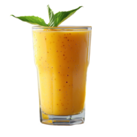 Refreshing mango smoothie in glass with basil leaves for healthy diet isolated on transparent background png