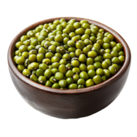 Mung beans in a bowl close up fresh green raw organic food ingredient isolated on transparent background png