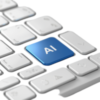 Artificial intelligence keyboard button ai technology concept art isolated on transparent background png
