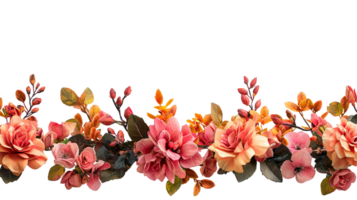 Floral arrangement of roses and blossoms decoration isolated on transparent background png