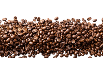 Freshly roasted aromatic coffee beans top view isolated on transparent background png