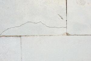 Cracked wall surface in urban setting showing signs of wear and age over time photo