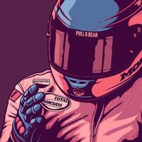 Racer in Pink Helmet and Racing Suit vector
