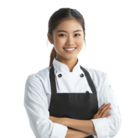 Portrait of A Female Chef Smiling in Uniform Isolated at Transparent Background png