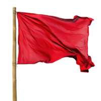 Red Flag Waving and Fluttering Isolated on the Transparent Background. Cut Out png