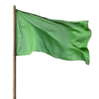 Green Flag Waving with Fluttering Effect Isolated at Transparent Background Cut Out png