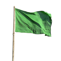Green Flag Waving with Fluttering Effect Isolated on the Transparent Background Cut Out png