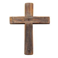 Old Wooden Cross with Details Isolated at Transparent Background png