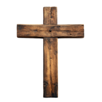 Old Wooden Cross with Details Isolated on Transparent Background png