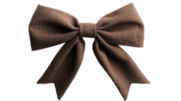 Stylish Brown Fabric Ribbon Bow Bowtie Isolated on Transparent Background png