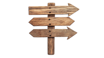 Wooden Signpost with Various Arrows Pointing in Different Directions Isolated at the Transparent Background png