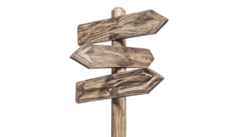 Wooden Signpost with Various Arrows Pointing in Different Directions Isolated on Transparent Background png