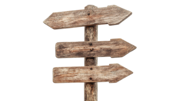Wooden Signpost Featuring Various Arrows Pointing in Different Directions Isolated on the Transparent Background png