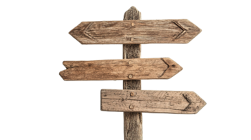 Wooden Signpost with Various Arrows Pointing in Different Directions Isolated on the Transparent Background png