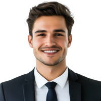 Formal Handsome Young Businessman Smiling, Looking at Camera Isolated at Transparent Background png
