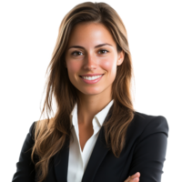Formal Beautiful Young Businesswoman Smiling, Looking at Camera Isolated at the Transparent Background png