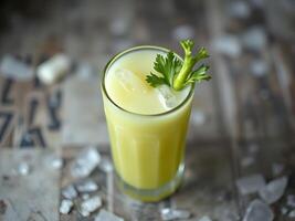 Refreshing Celery Juice with Ice and Garnish photo