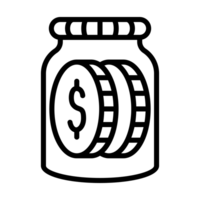 Glass Jar with Money Line Icon for Saving, Spending Control, and Financial Planning png