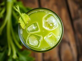 Refreshing Celery Juice with Ice Cubes photo