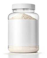 A jar of powder on a white background photo