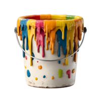 A bucket with paint dripping down the sides png