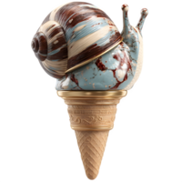 A snail in an ice cream cone with a shell png