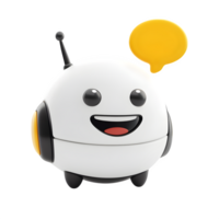 Cheerful Robot Character with Speech Bubble Smiling Friendly AI Bot Digital Avatar Design png