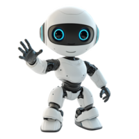 Friendly White Robot Character Waves Hello Technology AI Future Artificial Intelligence Cute Bot png
