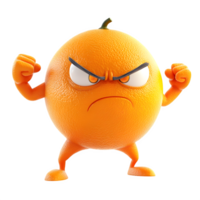 Angry orange cartoon character isolated on transparent background png