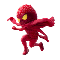 Raspberry ninja running action pose isolated on transparent background png
