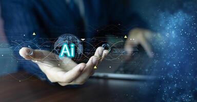 Business concepts in using and developing AI systems. Learn AI and apply it to various work systems and industry 5.0. photo