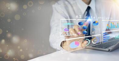 Business using AI program for calculation and analysis photo