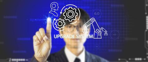 The concept of updating or upgrading programs and systems, the transition to Industry 5.0 and green industry. photo