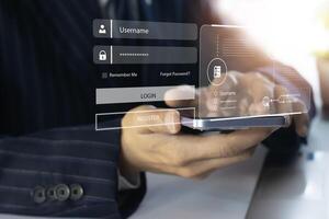 The importance of cyber security, data security and access to data first, secure internet connection, advanced security encryption photo