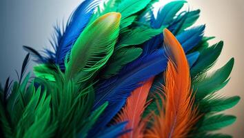 Vibrant collection of multicolored feathers displaying elegance photo