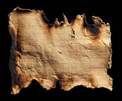 Vintage parchment paper with burnt edges for creative projects photo
