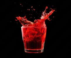 Refreshing red drink splashing in glass serving summer vibes photo